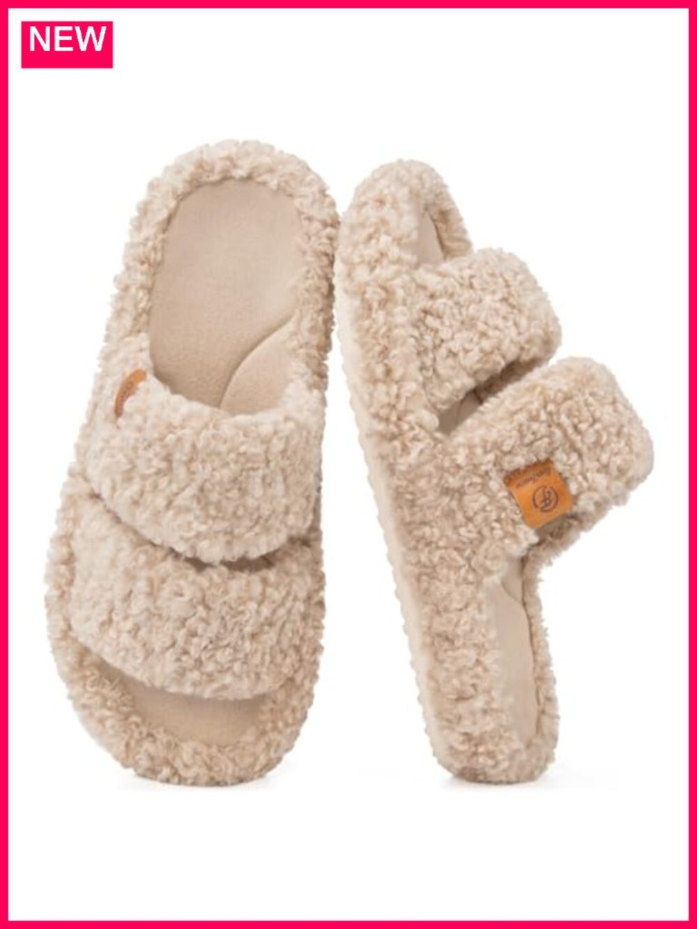 Fuzzy Open-Toe Memory Foam Slippers Anti-Slip Sole Machine Washable Cozy